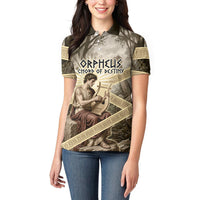 Orpheus Greek Mythology Lyre Musician Women Polo Shirt Vintage Ancient Greek Meander Classical Statue
