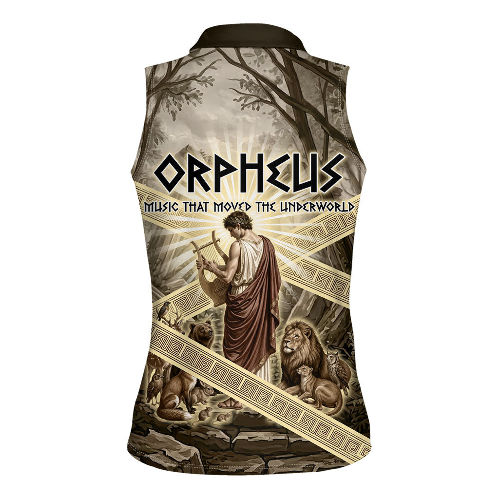 Orpheus Greek Mythology Lyre Musician Women Sleeveless Polo Shirt Vintage Ancient Greek Meander Classical Statue