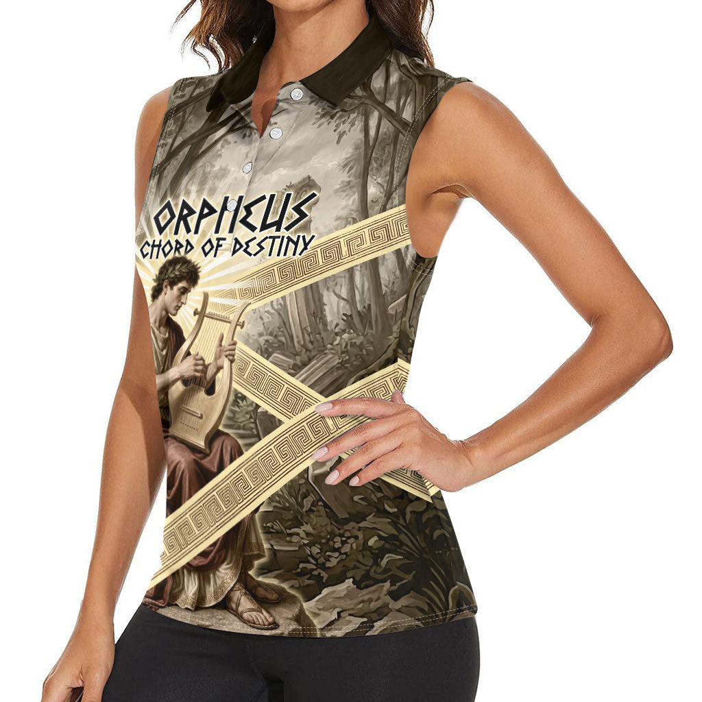 Orpheus Greek Mythology Lyre Musician Women Sleeveless Polo Shirt Vintage Ancient Greek Meander Classical Statue