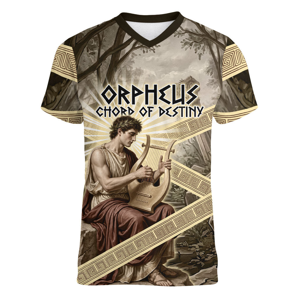 Orpheus Greek Mythology Lyre Musician Women V-Neck T-Shirt Vintage Ancient Greek Meander Classical Statue
