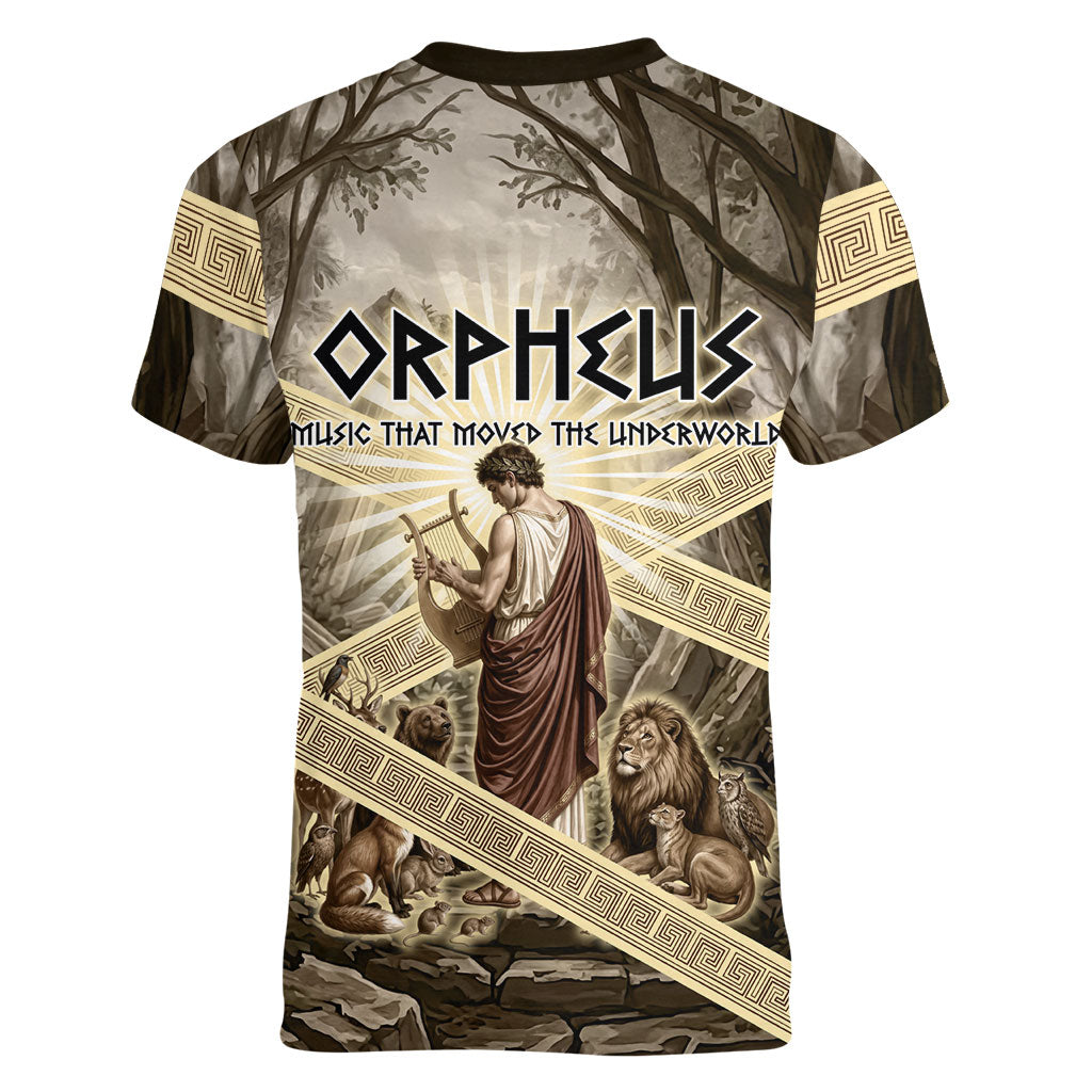 Orpheus Greek Mythology Lyre Musician Women V-Neck T-Shirt Vintage Ancient Greek Meander Classical Statue