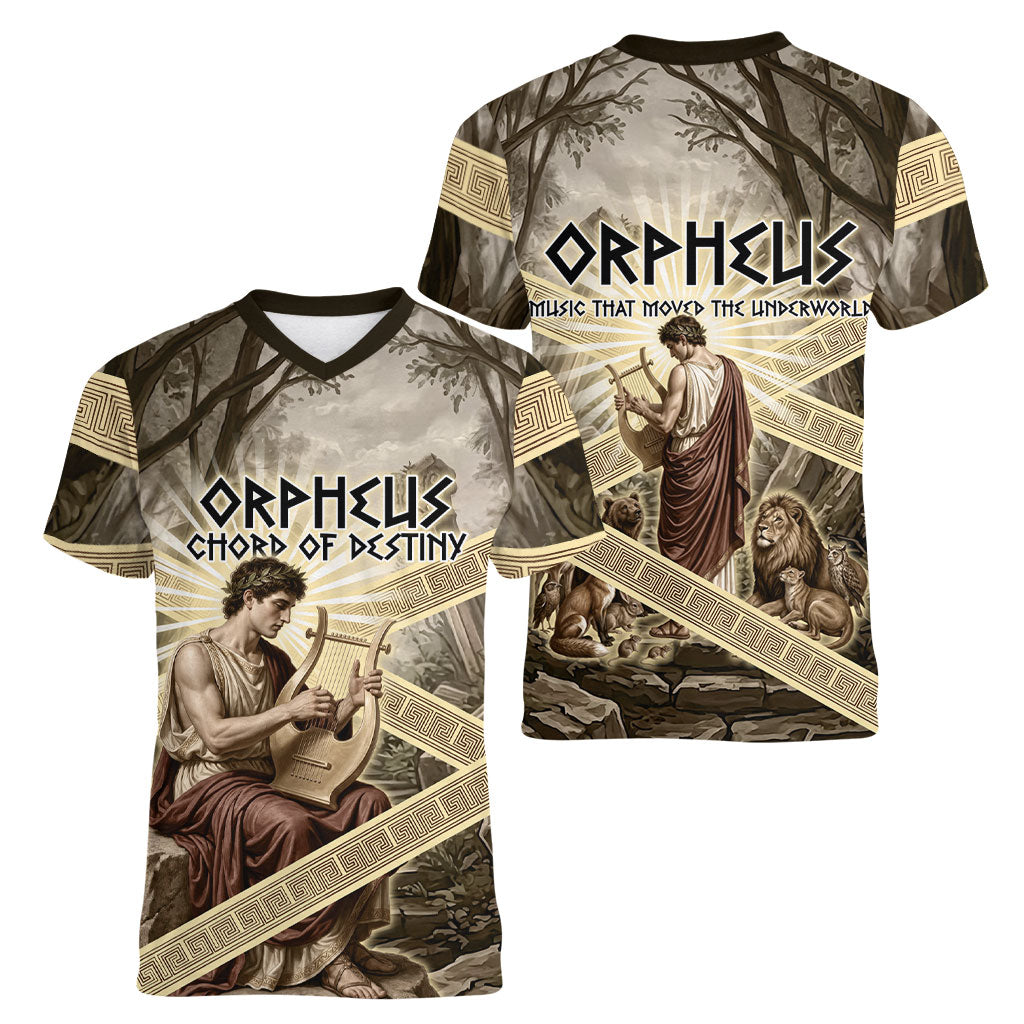 Orpheus Greek Mythology Lyre Musician Women V-Neck T-Shirt Vintage Ancient Greek Meander Classical Statue