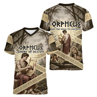 Orpheus Greek Mythology Lyre Musician Women V-Neck T-Shirt Vintage Ancient Greek Meander Classical Statue
