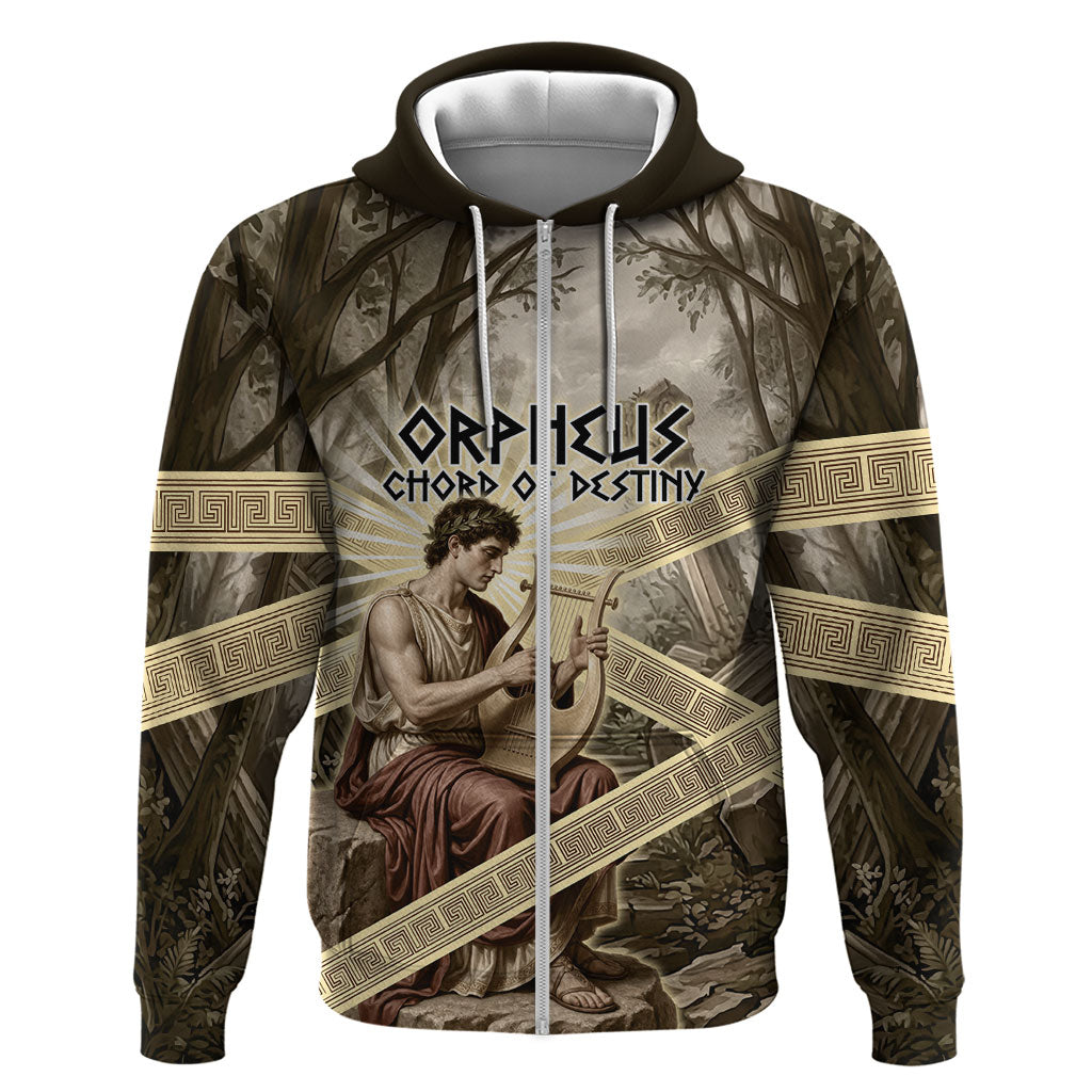 Orpheus Greek Mythology Lyre Musician Zip Hoodie Vintage Ancient Greek Meander Classical Statue