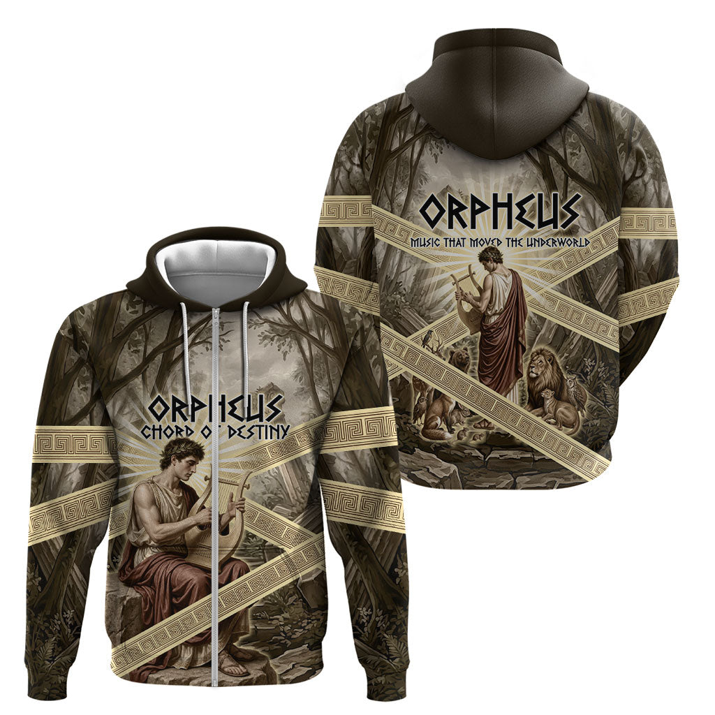 Orpheus Greek Mythology Lyre Musician Zip Hoodie Vintage Ancient Greek Meander Classical Statue