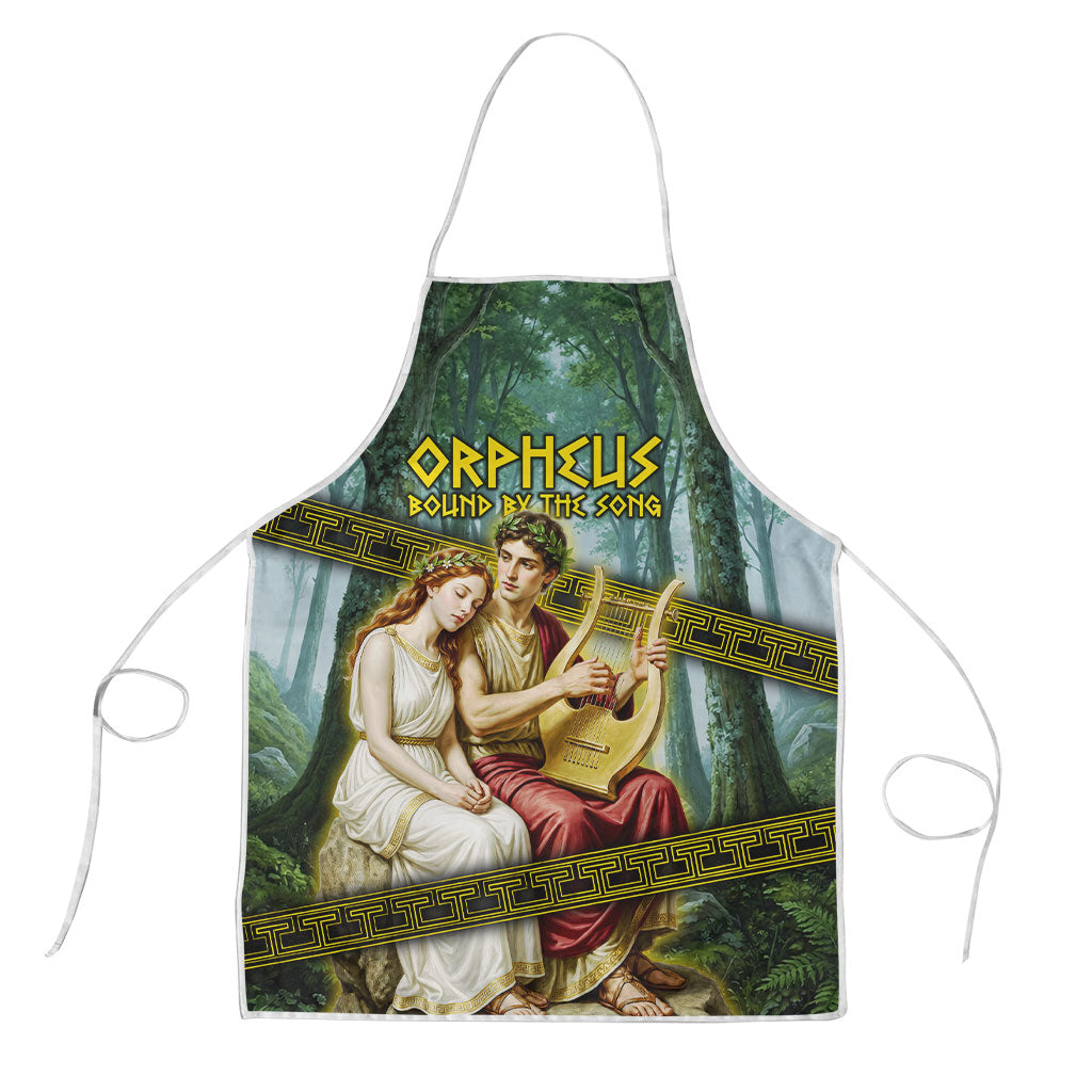Orpheus And Eurydice Greek Mythology Lyre Apron Vintage Ancient Greek Meander Classical Statue