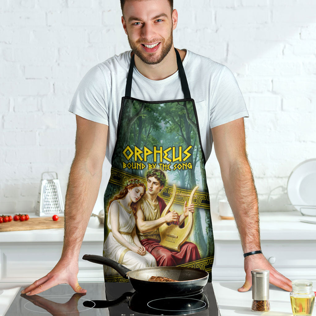 Orpheus And Eurydice Greek Mythology Lyre Apron Vintage Ancient Greek Meander Classical Statue