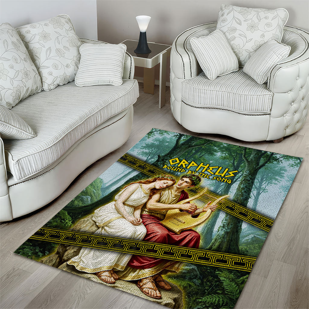 Orpheus And Eurydice Greek Mythology Lyre Area Rug Vintage Ancient Greek Meander Classical Statue
