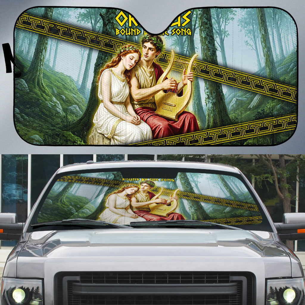 Orpheus And Eurydice Greek Mythology Lyre Auto Sun Shade Vintage Ancient Greek Meander Classical Statue