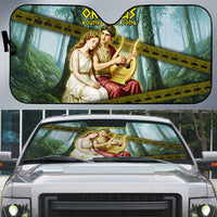 Orpheus And Eurydice Greek Mythology Lyre Auto Sun Shade Vintage Ancient Greek Meander Classical Statue