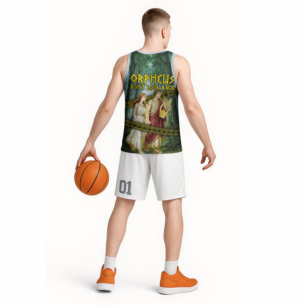 Orpheus And Eurydice Greek Mythology Lyre Basketball Jersey Vintage Ancient Greek Meander Classical Statue