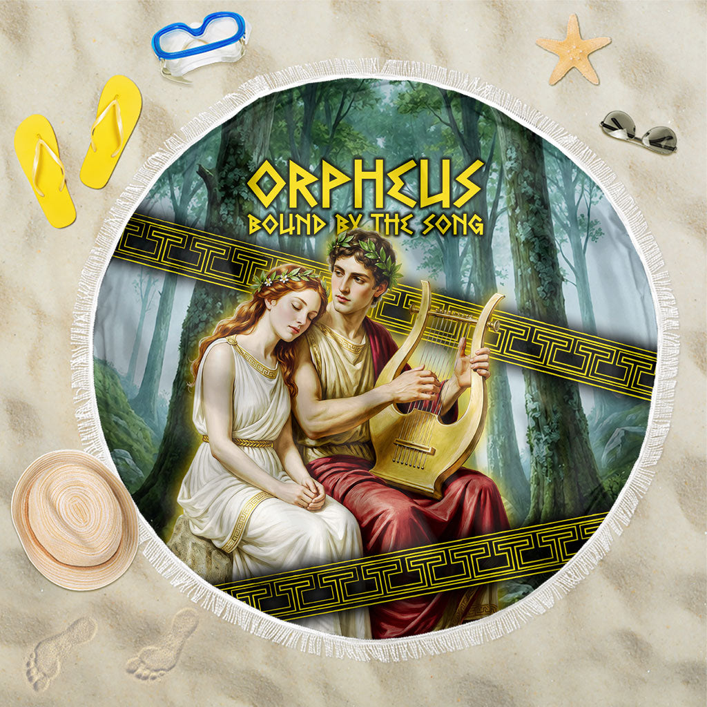 Orpheus And Eurydice Greek Mythology Lyre Beach Blanket Vintage Ancient Greek Meander Classical Statue