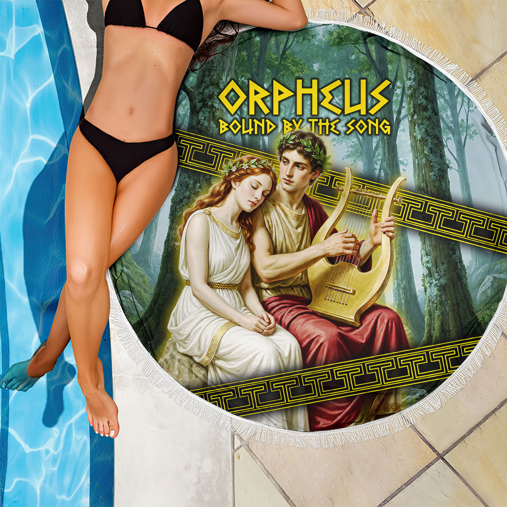Orpheus And Eurydice Greek Mythology Lyre Beach Blanket Vintage Ancient Greek Meander Classical Statue