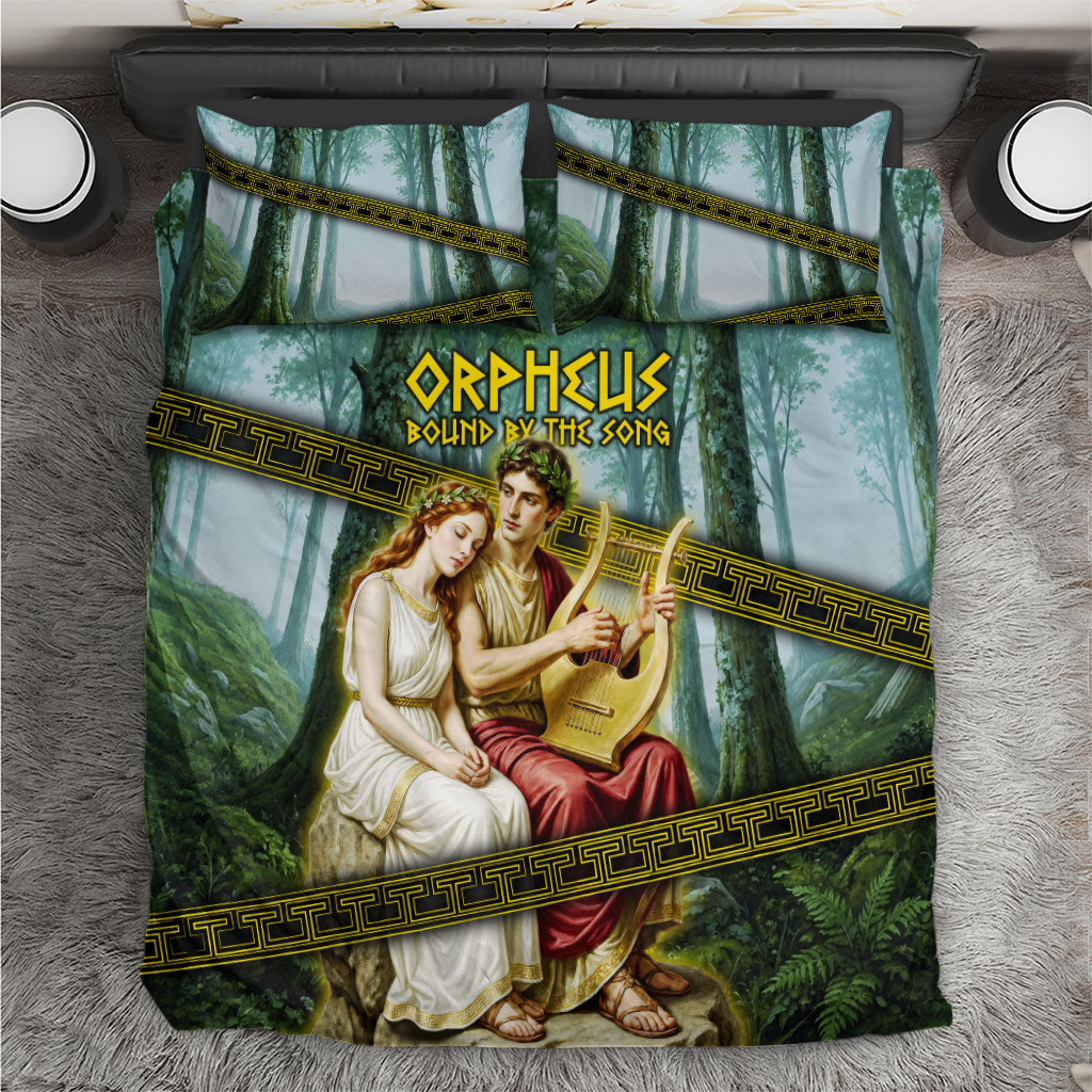 Orpheus And Eurydice Greek Mythology Lyre Bedding Set Vintage Ancient Greek Meander Classical Statue