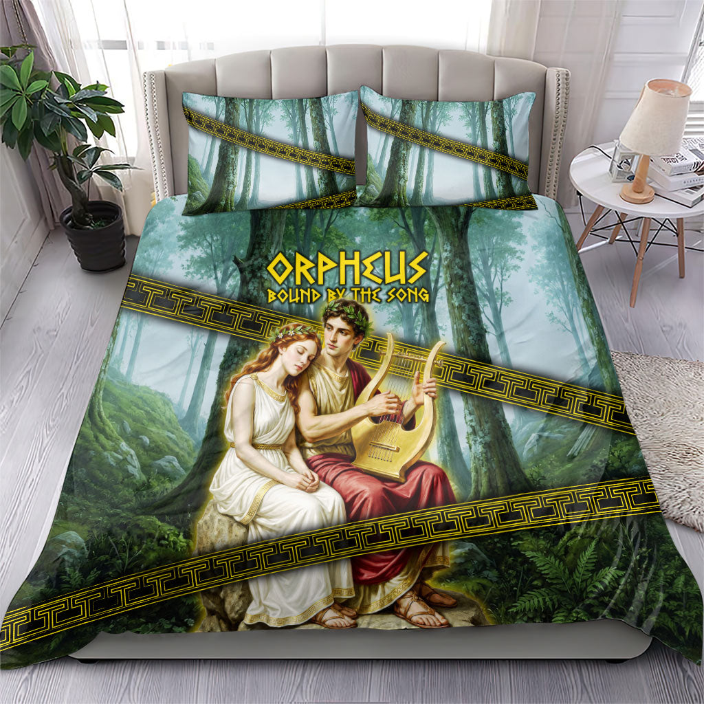 Orpheus And Eurydice Greek Mythology Lyre Bedding Set Vintage Ancient Greek Meander Classical Statue