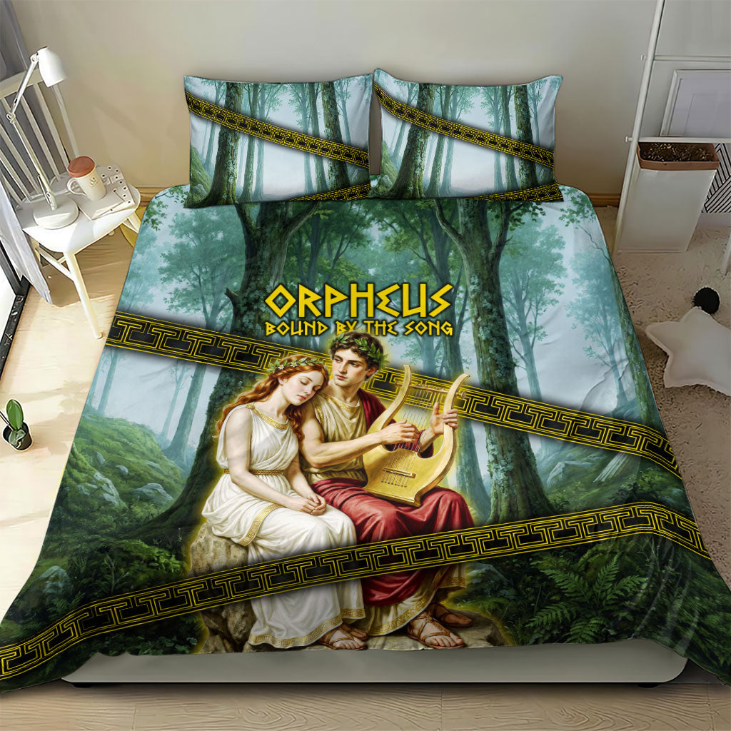 Orpheus And Eurydice Greek Mythology Lyre Bedding Set Vintage Ancient Greek Meander Classical Statue