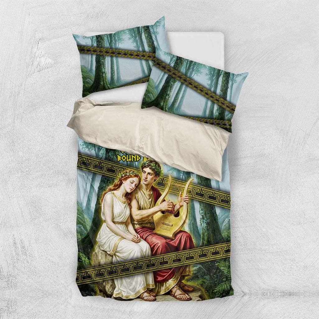 Orpheus And Eurydice Greek Mythology Lyre Bedding Set Vintage Ancient Greek Meander Classical Statue