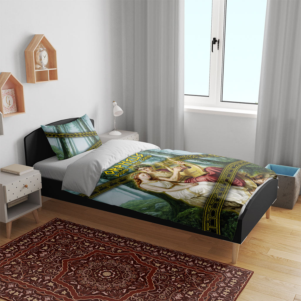 Orpheus And Eurydice Greek Mythology Lyre Bedding Set Vintage Ancient Greek Meander Classical Statue