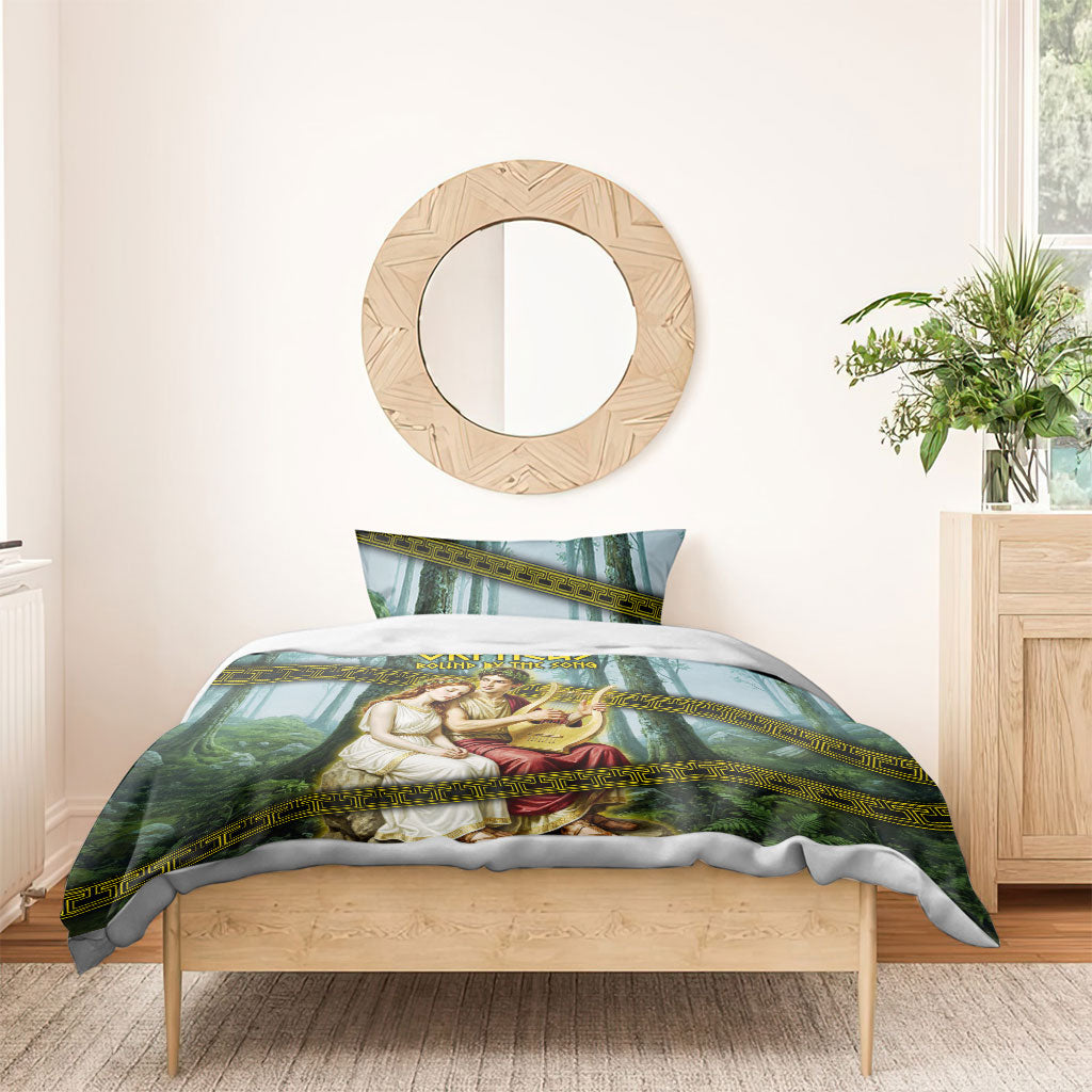 Orpheus And Eurydice Greek Mythology Lyre Bedding Set Vintage Ancient Greek Meander Classical Statue