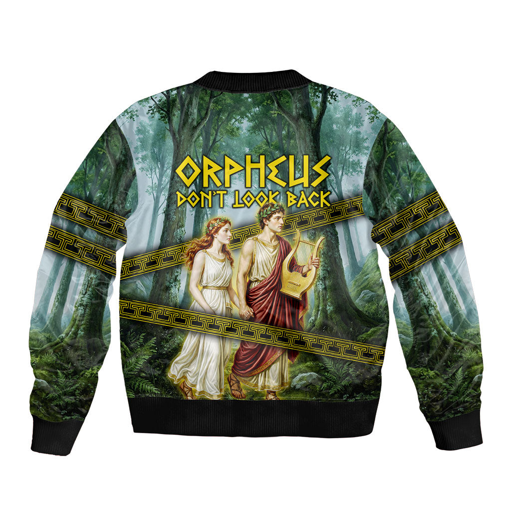 Orpheus And Eurydice Greek Mythology Lyre Bomber Jacket Vintage Ancient Greek Meander Classical Statue