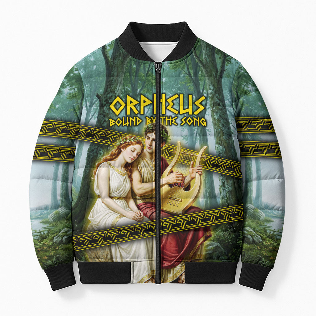 Orpheus And Eurydice Greek Mythology Lyre Bomber Puffer Jacket Vintage Ancient Greek Meander Classical Statue