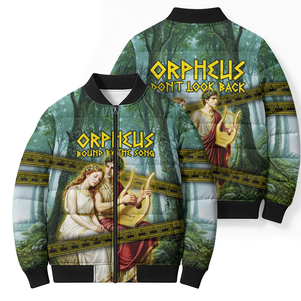 Orpheus And Eurydice Greek Mythology Lyre Bomber Puffer Jacket Vintage Ancient Greek Meander Classical Statue