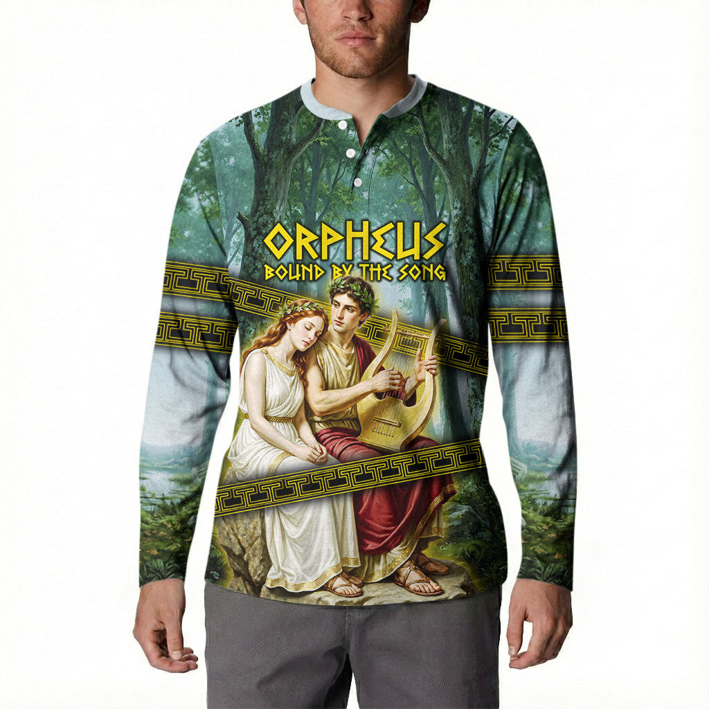 Orpheus And Eurydice Greek Mythology Lyre Button Sweatshirt Vintage Ancient Greek Meander Classical Statue
