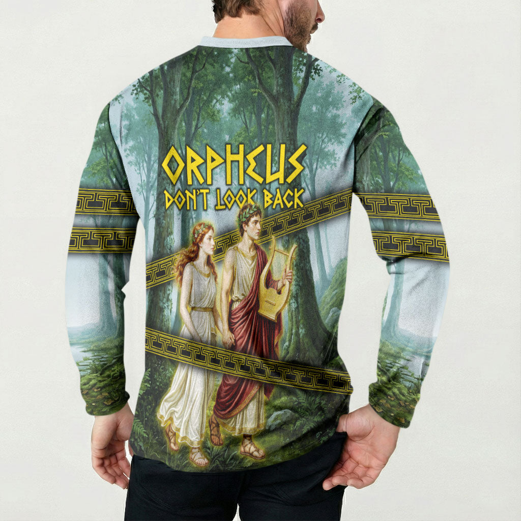 Orpheus And Eurydice Greek Mythology Lyre Button Sweatshirt Vintage Ancient Greek Meander Classical Statue