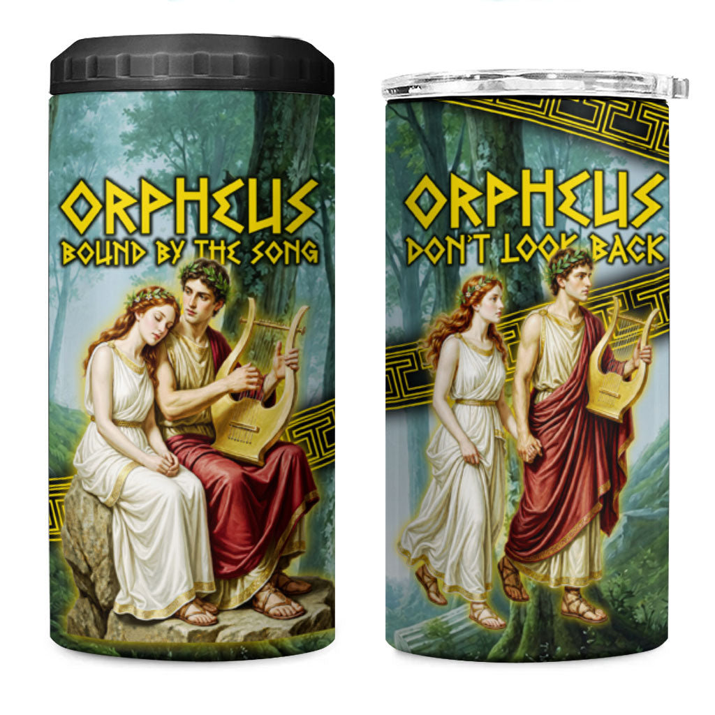 Orpheus And Eurydice Greek Mythology Lyre 4 in 1 Can Cooler Tumbler Vintage Ancient Greek Meander Classical Statue