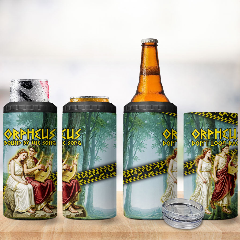 Orpheus And Eurydice Greek Mythology Lyre 4 in 1 Can Cooler Tumbler Vintage Ancient Greek Meander Classical Statue