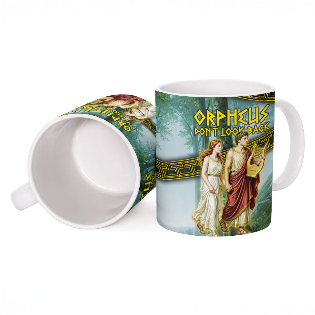 Orpheus And Eurydice Greek Mythology Lyre Ceramic Mug Vintage Ancient Greek Meander Classical Statue