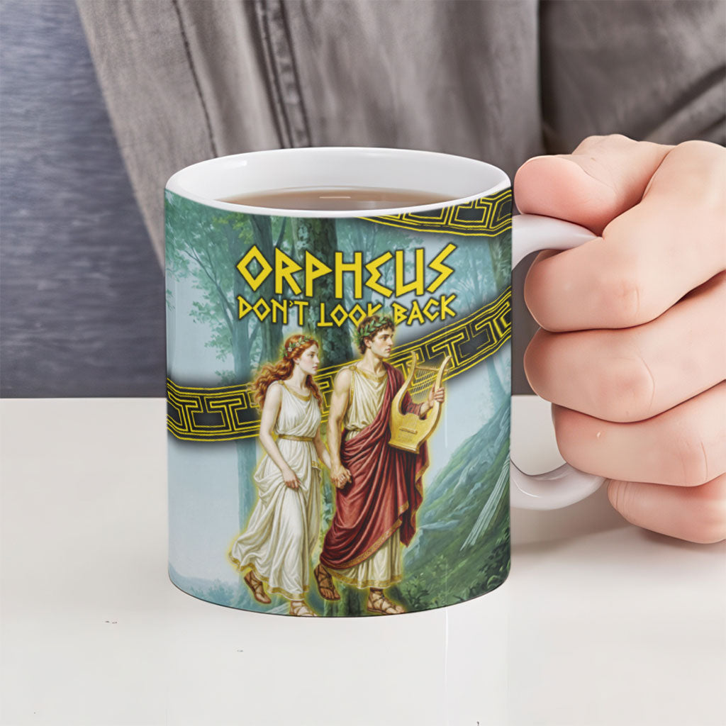 Orpheus And Eurydice Greek Mythology Lyre Ceramic Mug Vintage Ancient Greek Meander Classical Statue