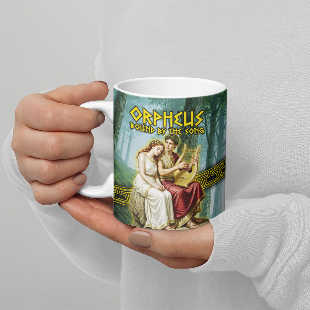 Orpheus And Eurydice Greek Mythology Lyre Ceramic Mug Vintage Ancient Greek Meander Classical Statue