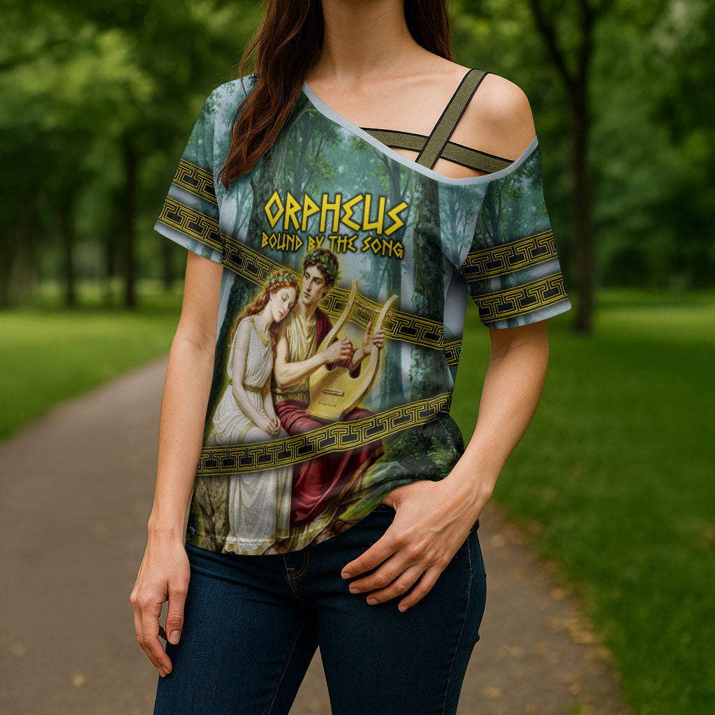 Orpheus And Eurydice Greek Mythology Lyre Cross Shoulder Shirt Vintage Ancient Greek Meander Classical Statue
