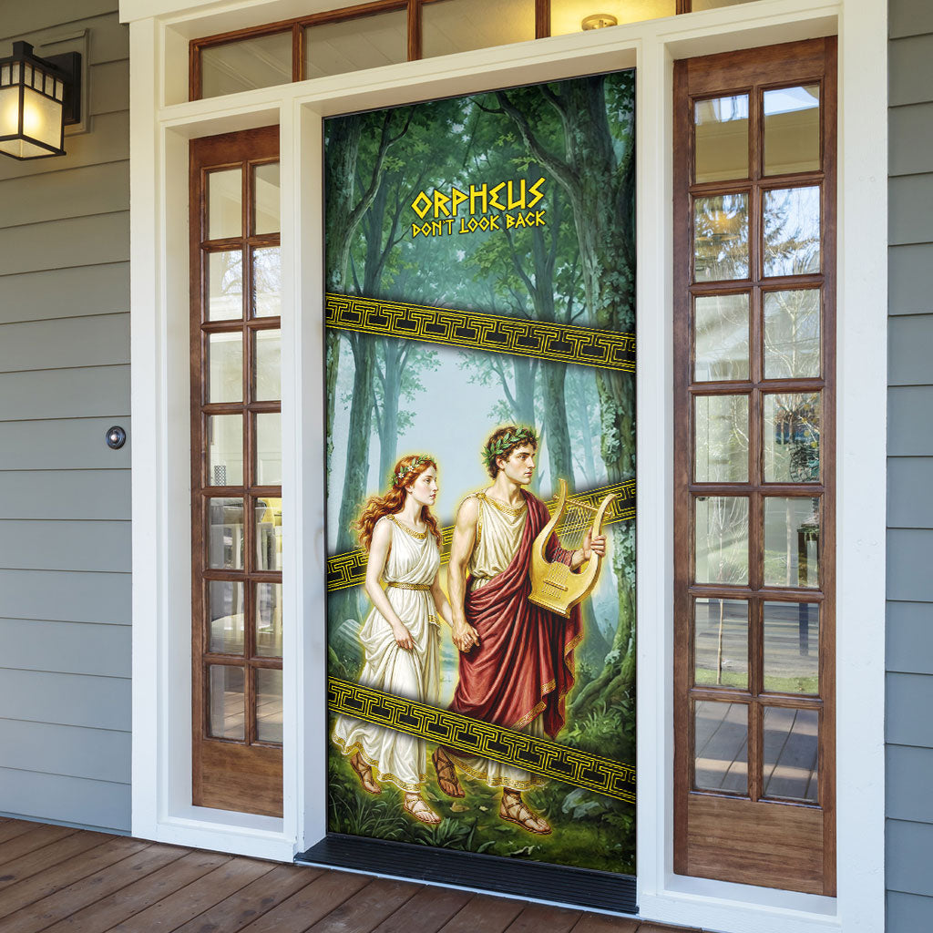 Orpheus And Eurydice Greek Mythology Lyre Door Cover Vintage Ancient Greek Meander Classical Statue