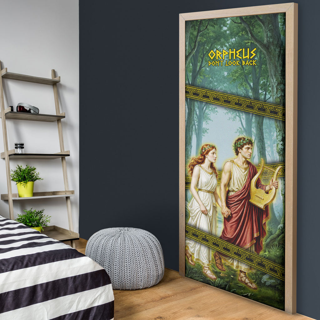 Orpheus And Eurydice Greek Mythology Lyre Door Cover Vintage Ancient Greek Meander Classical Statue