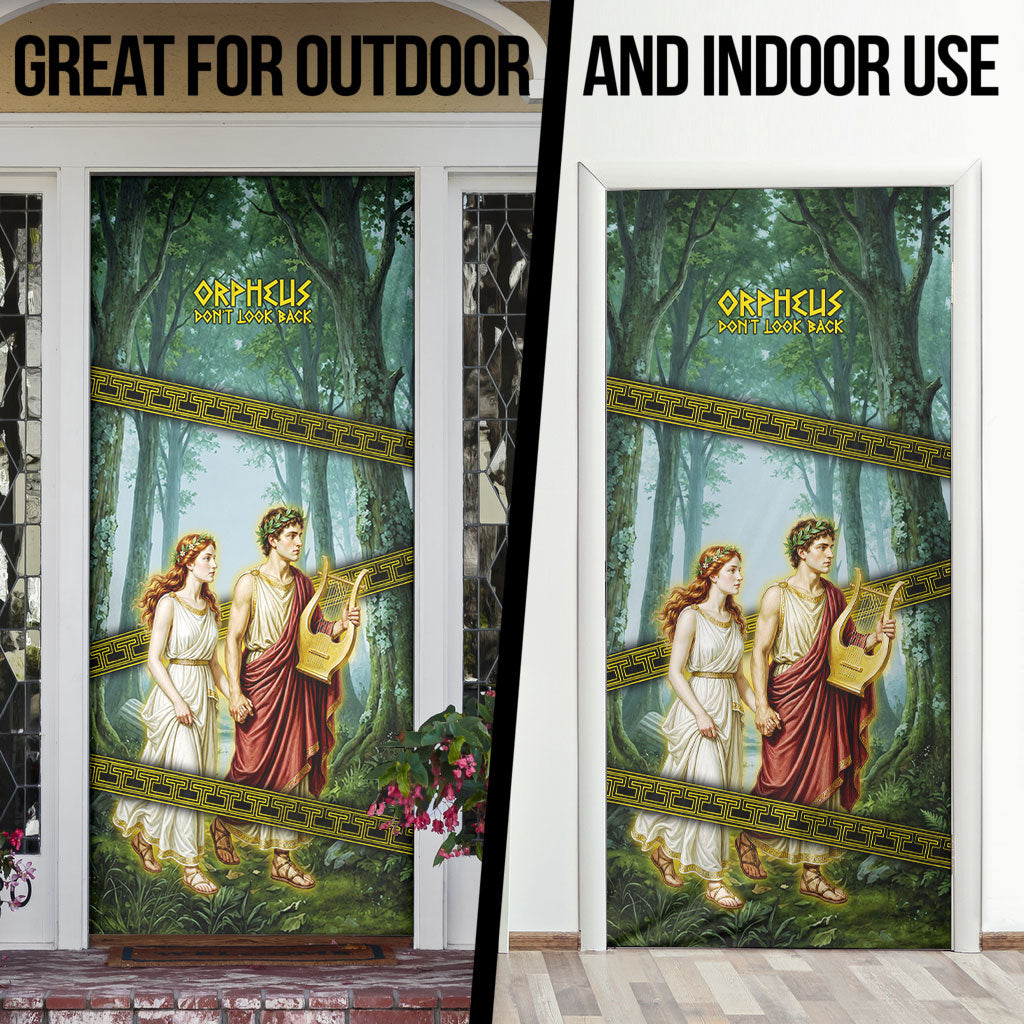 Orpheus And Eurydice Greek Mythology Lyre Door Cover Vintage Ancient Greek Meander Classical Statue