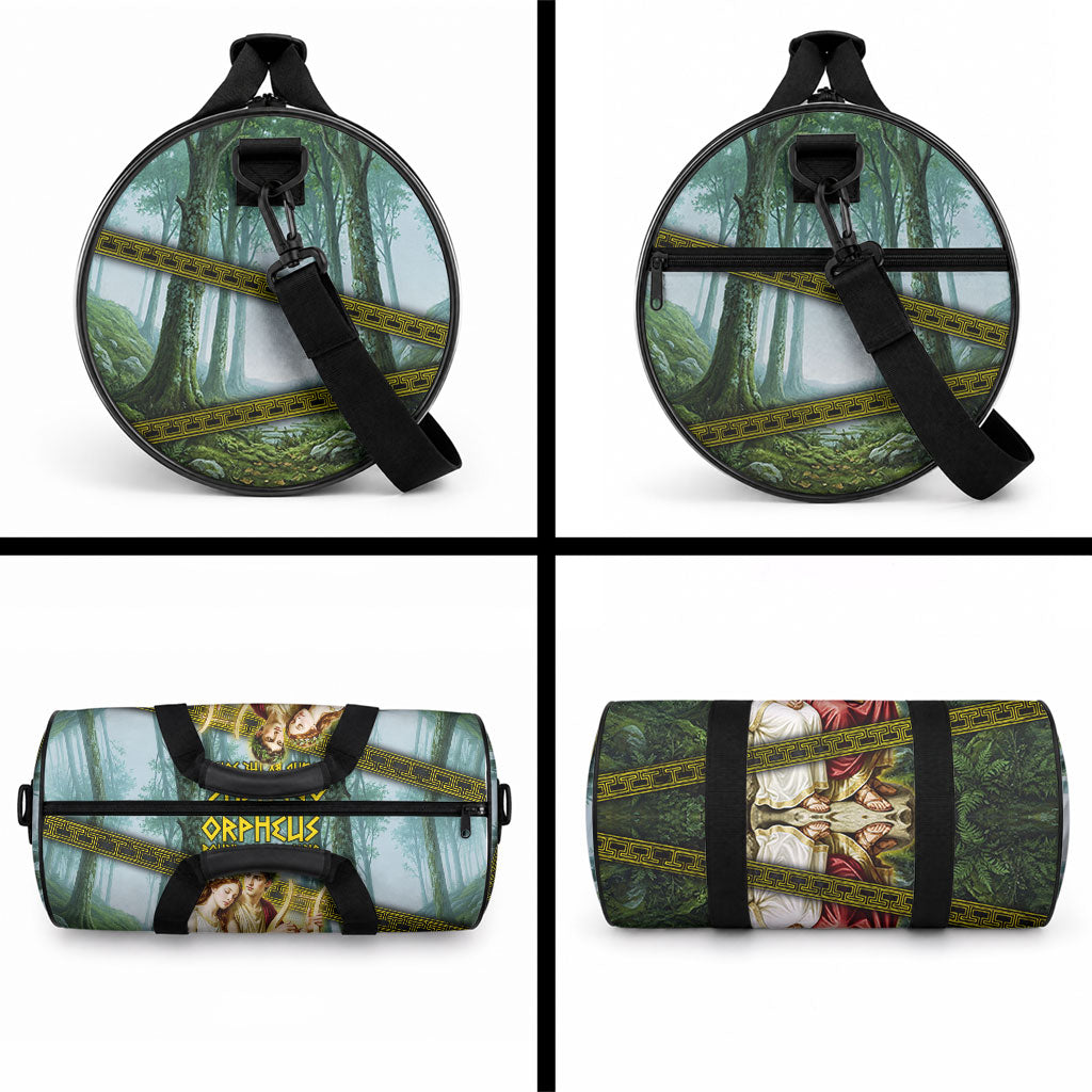 Orpheus And Eurydice Greek Mythology Lyre Duffle Bag Vintage Ancient Greek Meander Classical Statue
