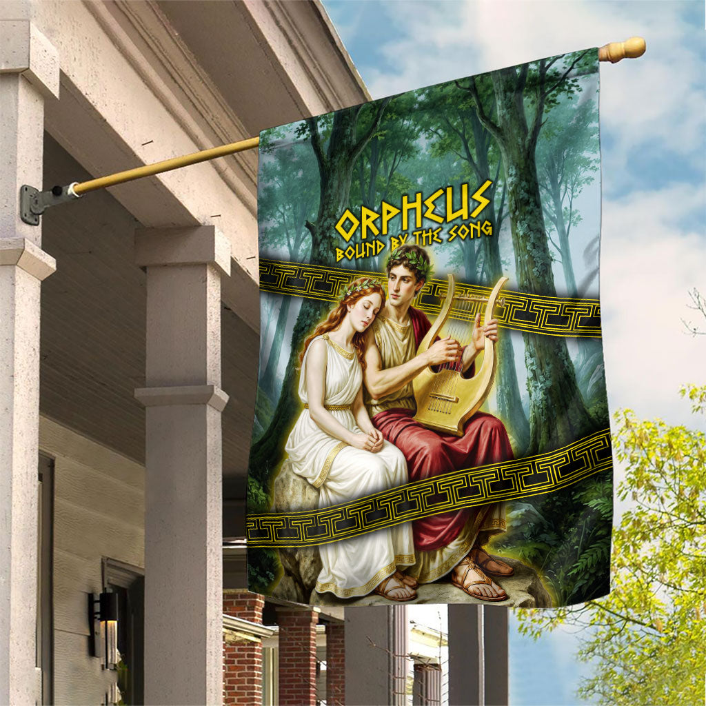 Orpheus And Eurydice Greek Mythology Lyre Garden Flag Vintage Ancient Greek Meander Classical Statue