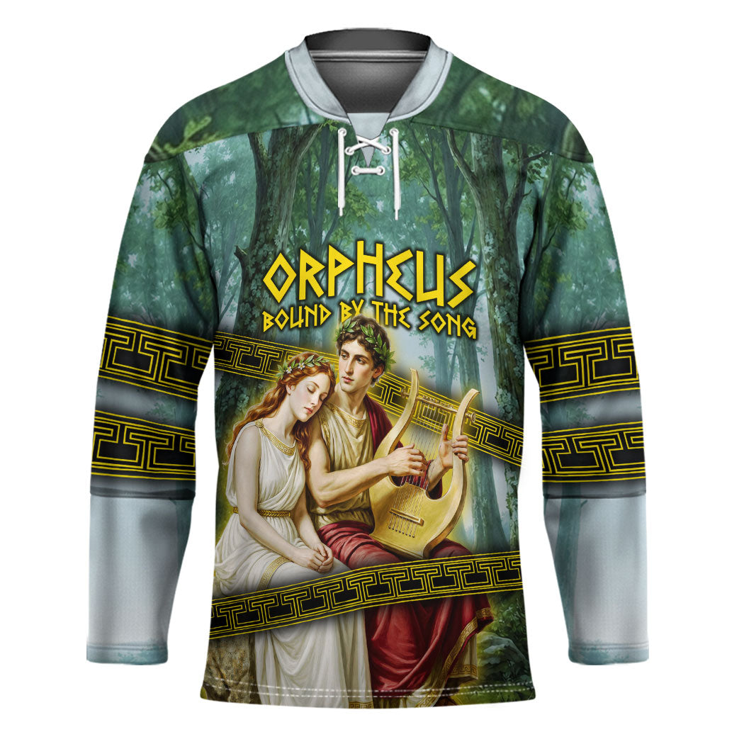 Orpheus And Eurydice Greek Mythology Lyre Hockey Jersey Vintage Ancient Greek Meander Classical Statue