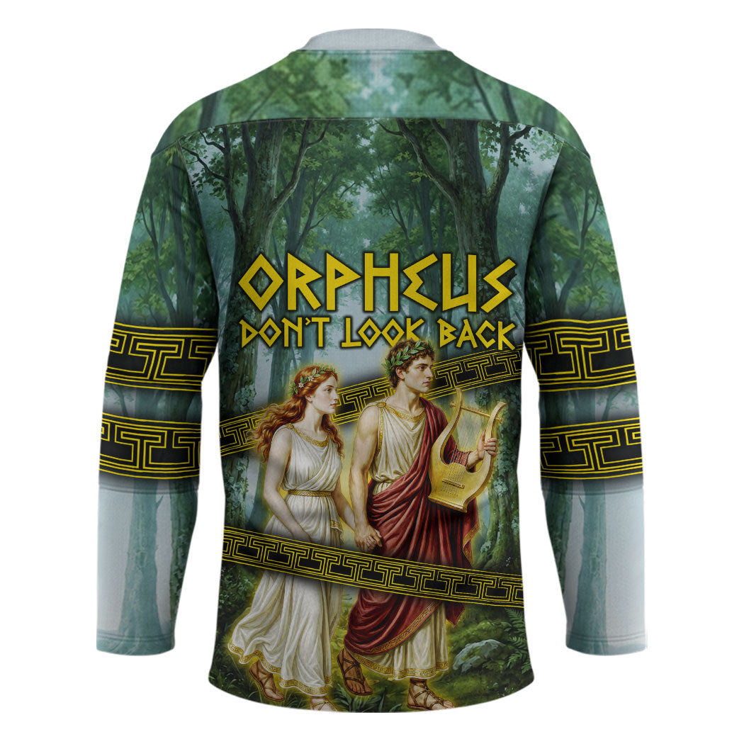 Orpheus And Eurydice Greek Mythology Lyre Hockey Jersey Vintage Ancient Greek Meander Classical Statue