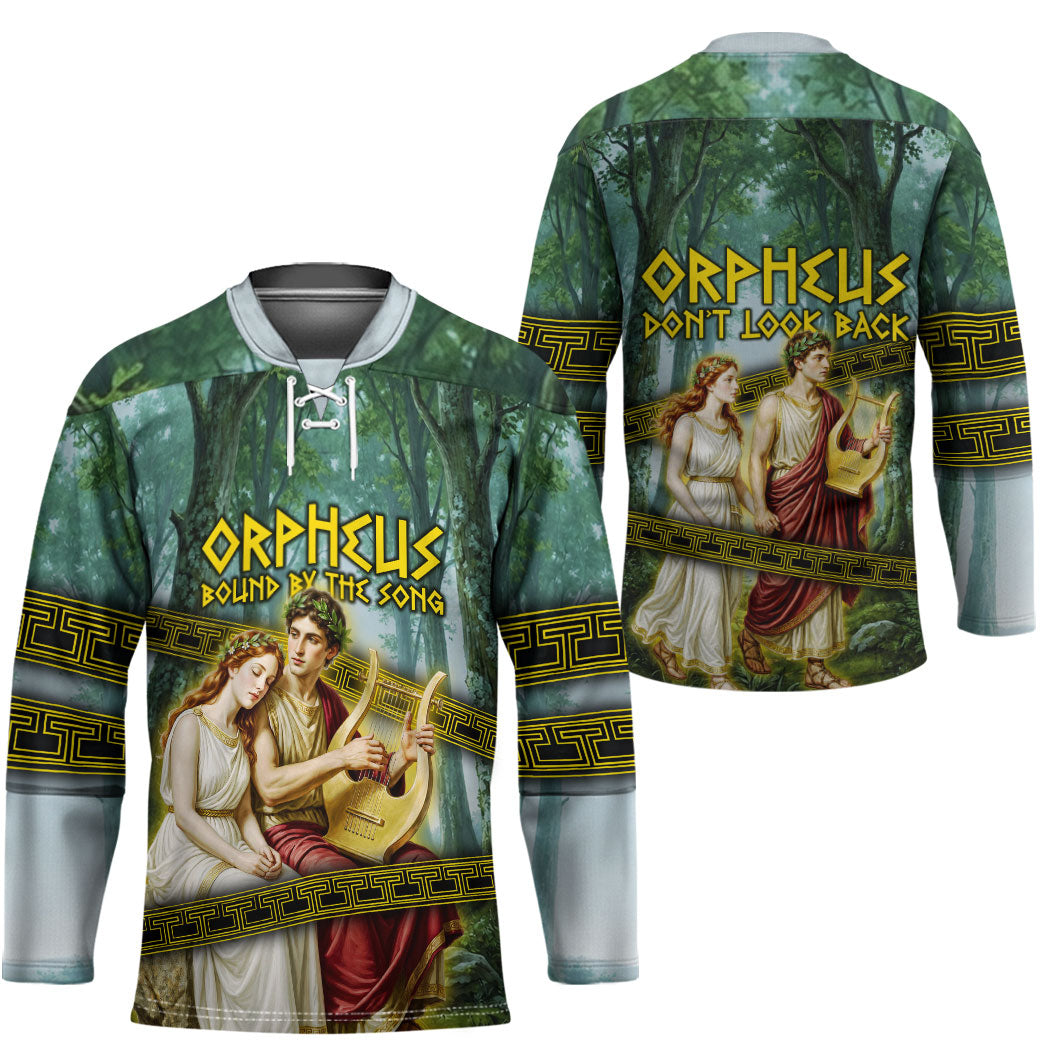 Orpheus And Eurydice Greek Mythology Lyre Hockey Jersey Vintage Ancient Greek Meander Classical Statue