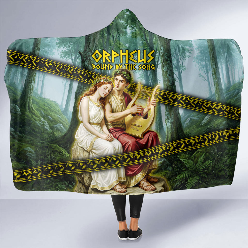 Orpheus And Eurydice Greek Mythology Lyre Hooded Blanket Vintage Ancient Greek Meander Classical Statue