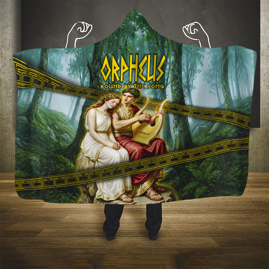Orpheus And Eurydice Greek Mythology Lyre Hooded Blanket Vintage Ancient Greek Meander Classical Statue