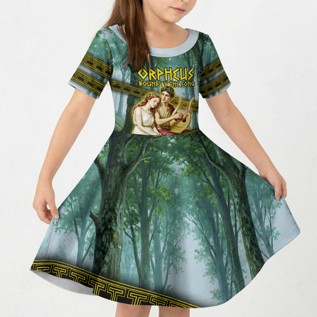Orpheus And Eurydice Greek Mythology Lyre Kid Short Sleeve Dress Vintage Ancient Greek Meander Classical Statue