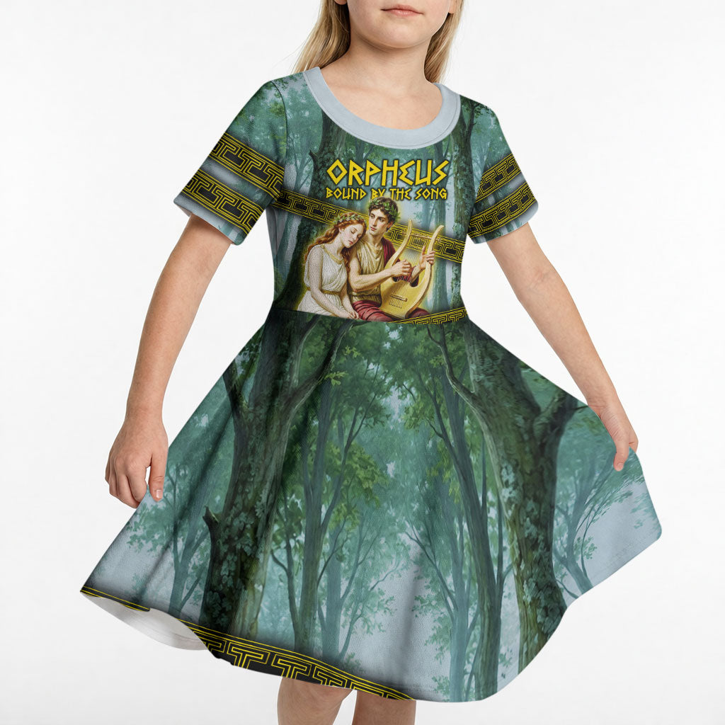 Orpheus And Eurydice Greek Mythology Lyre Kid Short Sleeve Dress Vintage Ancient Greek Meander Classical Statue