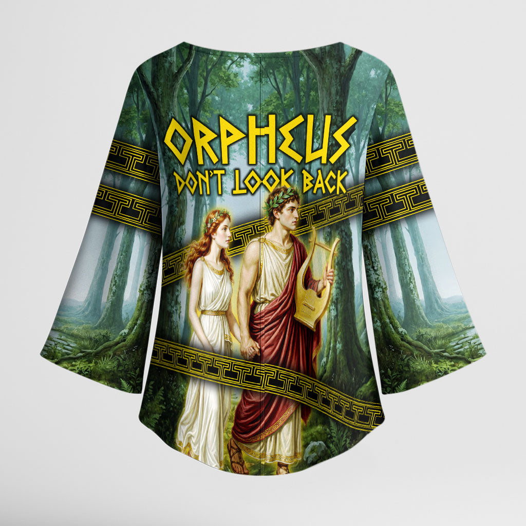Orpheus And Eurydice Greek Mythology Lyre Kimono Sleeve Blouse Vintage Ancient Greek Meander Classical Statue