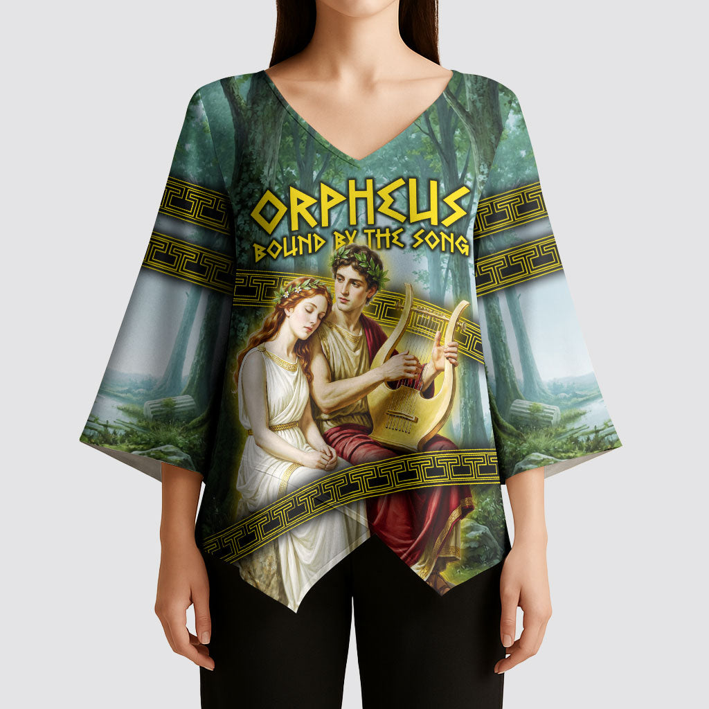 Orpheus And Eurydice Greek Mythology Lyre Kimono Sleeve Blouse Vintage Ancient Greek Meander Classical Statue