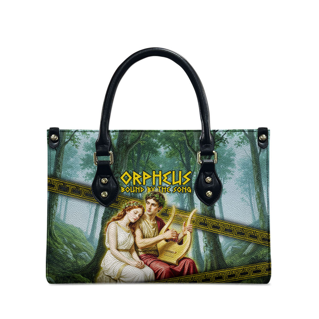 Orpheus And Eurydice Greek Mythology Lyre Leather Bag Vintage Ancient Greek Meander Classical Statue