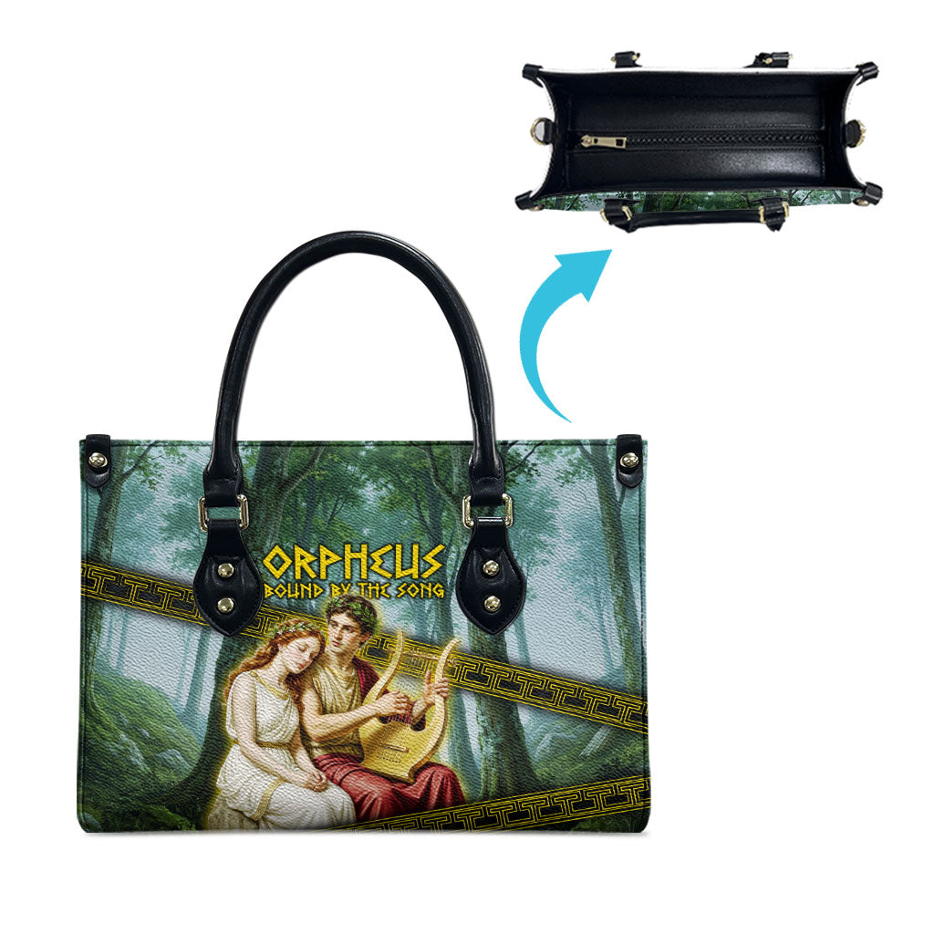Orpheus And Eurydice Greek Mythology Lyre Leather Bag Vintage Ancient Greek Meander Classical Statue